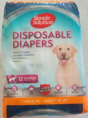 Simple Solution Female Dog Disposable Diapers – Large / XL (12 Count)